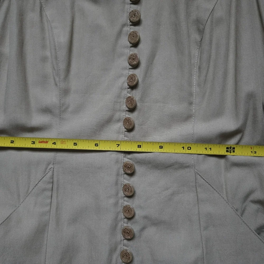Designer Jean-Claude Poitras 90s Sleeveless Tan Button-Front Dress - Picture 9 of 11